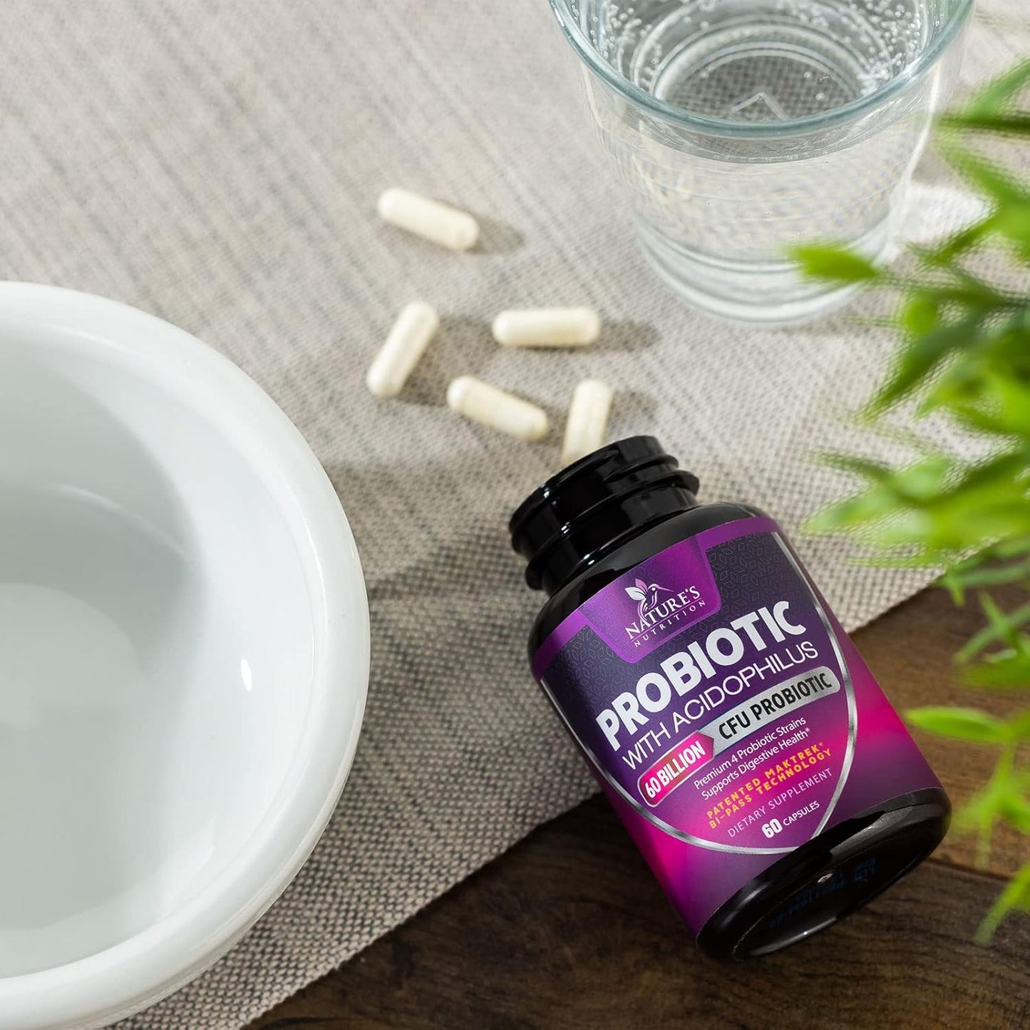 60 Billion CFU Probiotics with Prebiotics for Digestive & Immune Health - 10 Strains for Women & Men - Supports Gut Health, Occasional Constipation, Gas & Bloating - 60 Capsules