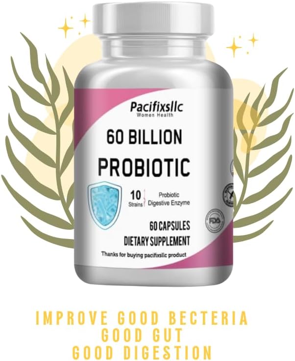 60 Billion Probiotic Capsules by Pacifixsllc: Advanced Delivery System for Immune Support & Digestive Wellness in Men & Women