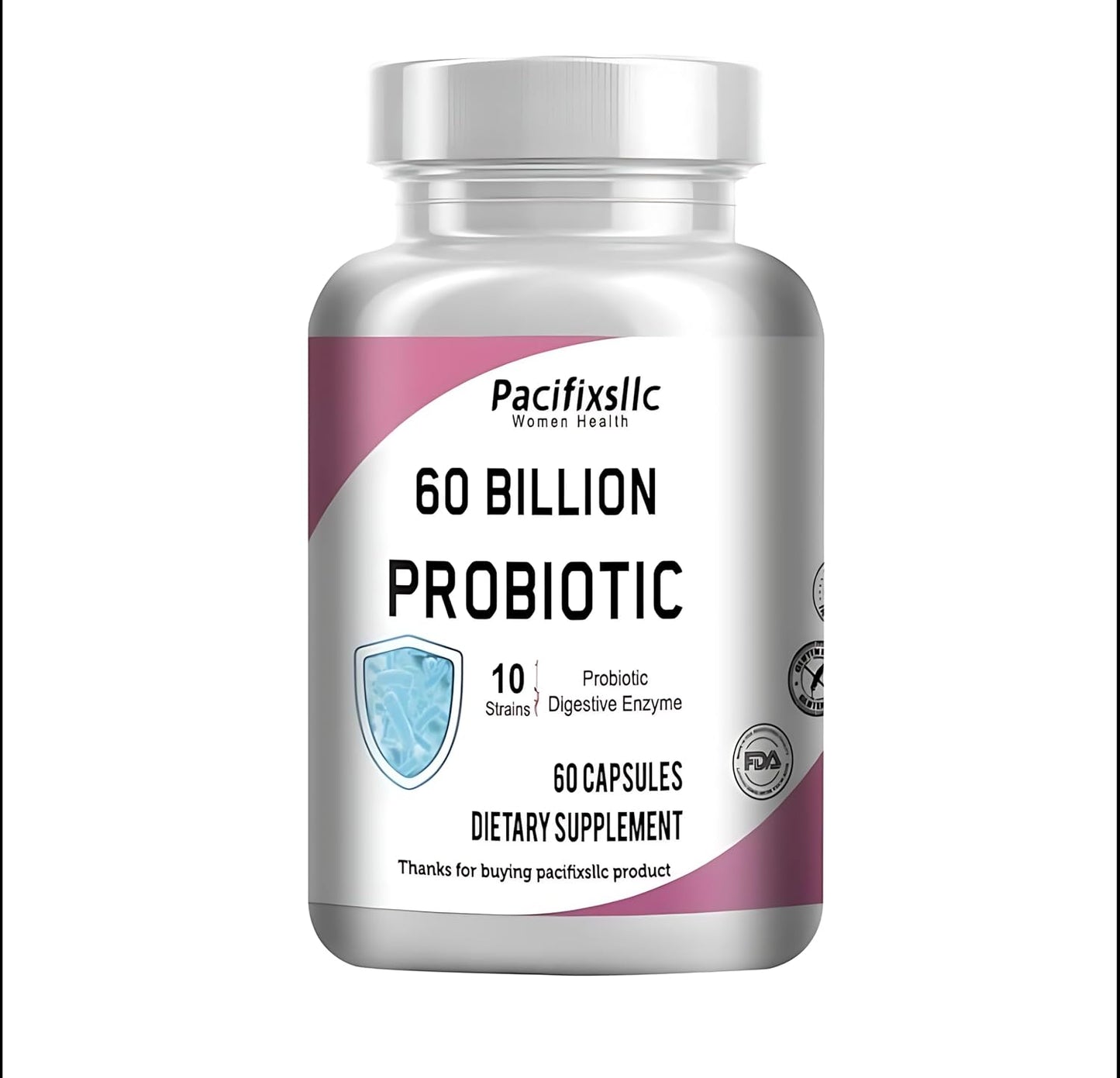 60 Billion Probiotic Capsules by Pacifixsllc: Advanced Delivery System for Immune Support & Digestive Wellness in Men & Women