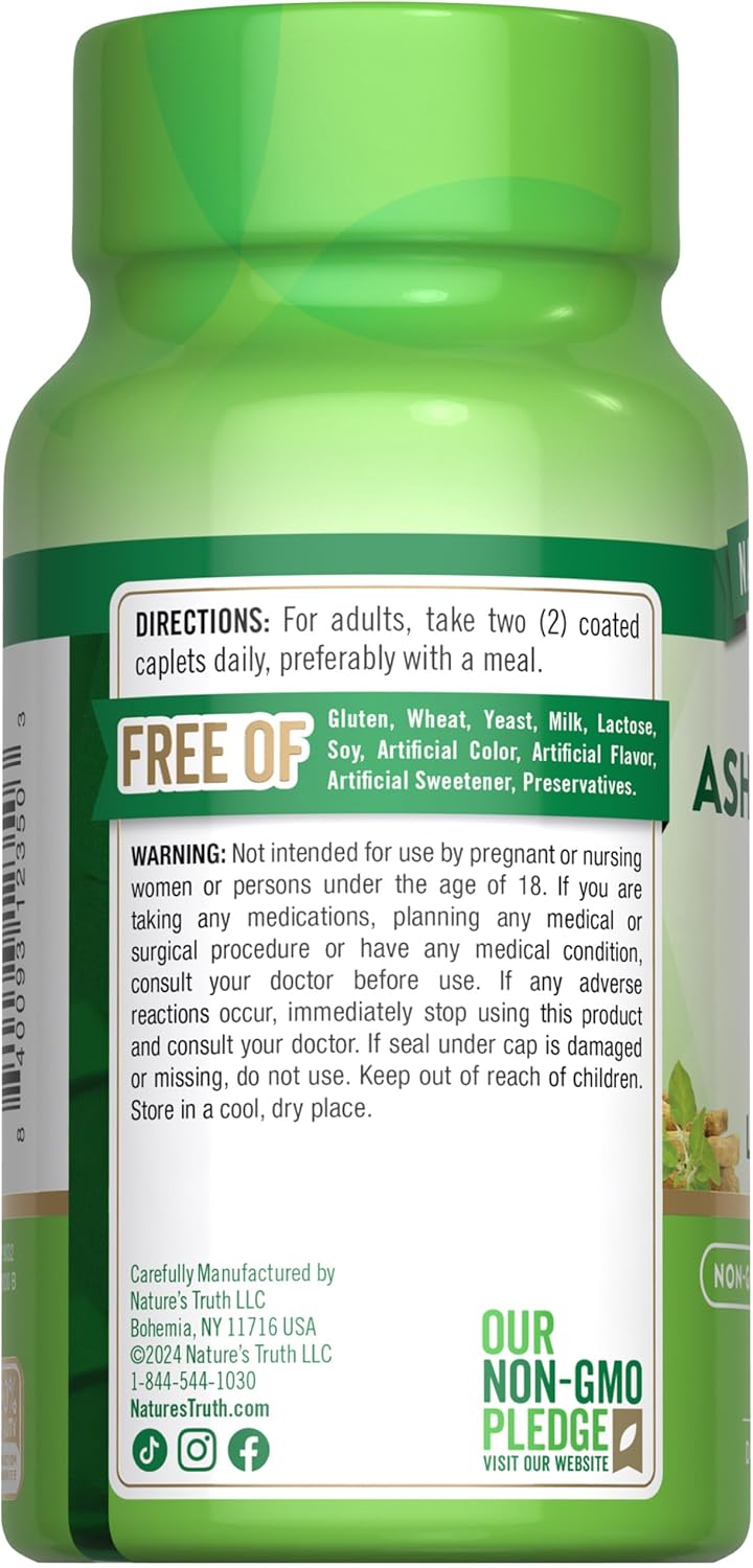 60 Caplets of Nature's Truth KSM-66 Ashwagandha with L-Theanine - Non-GMO & Gluten Free Supplement