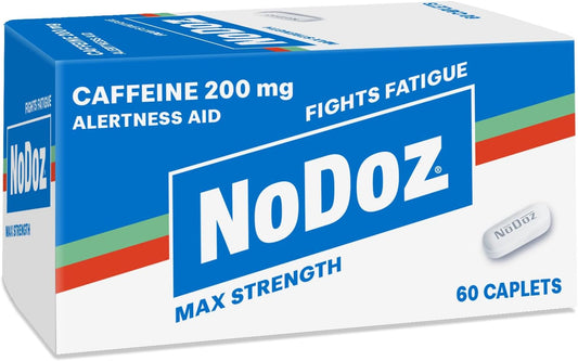 60 Caplets of NoDoz 200mg Caffeine Pills for Maximum Strength Boost