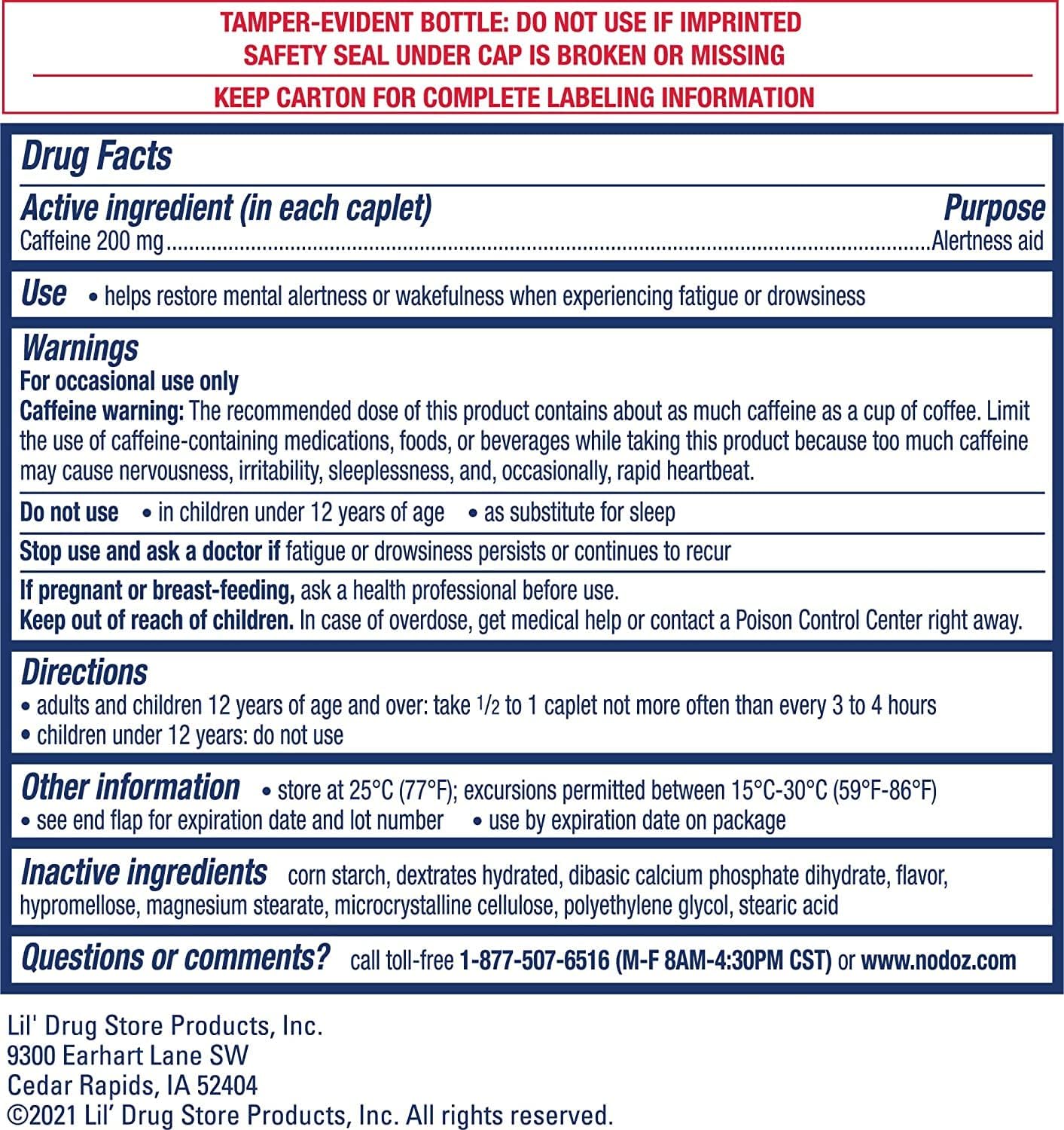 60 Caplets of NoDoz 200mg Caffeine Pills for Maximum Strength Boost