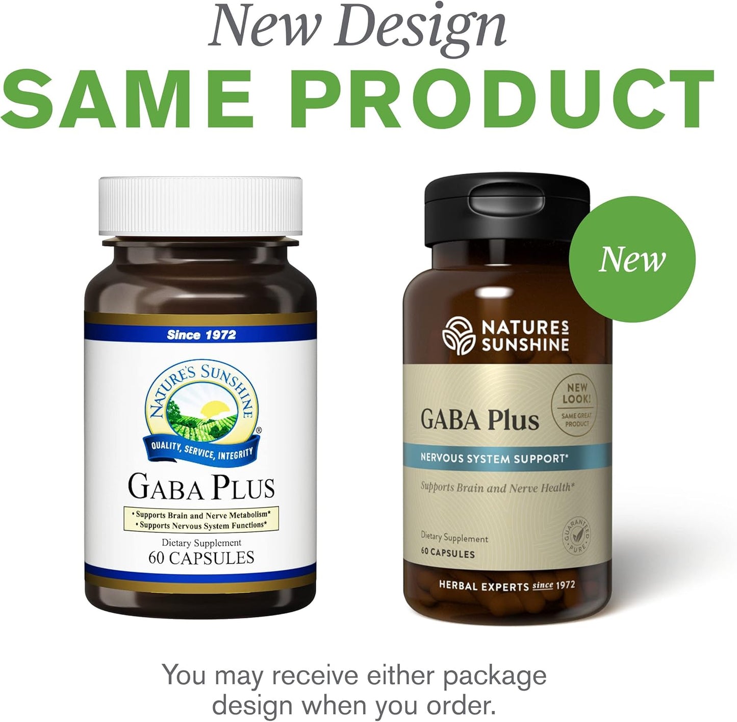 60-Capsule Nature's Sunshine GABA Plus: Kosher Brain & Nervous System Support for Relaxation & Peace