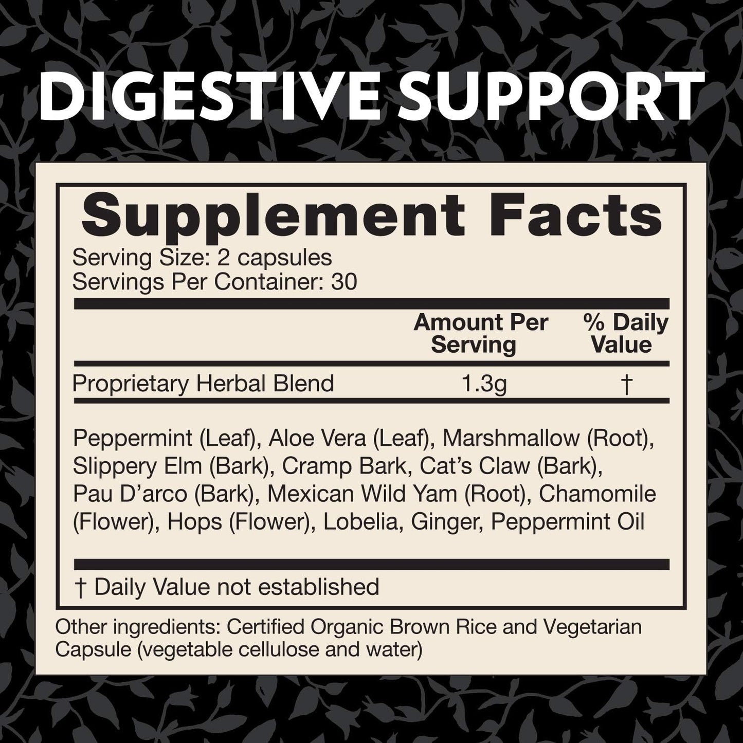 60 Capsules Crystal Star Digestive Support Supplement with Peppermint, Aloe Vera, Slippery Elm & Ginger - Herbal Gut Health Aid for Gas & Bloating - Non-GMO Formula - BoostGo Australia