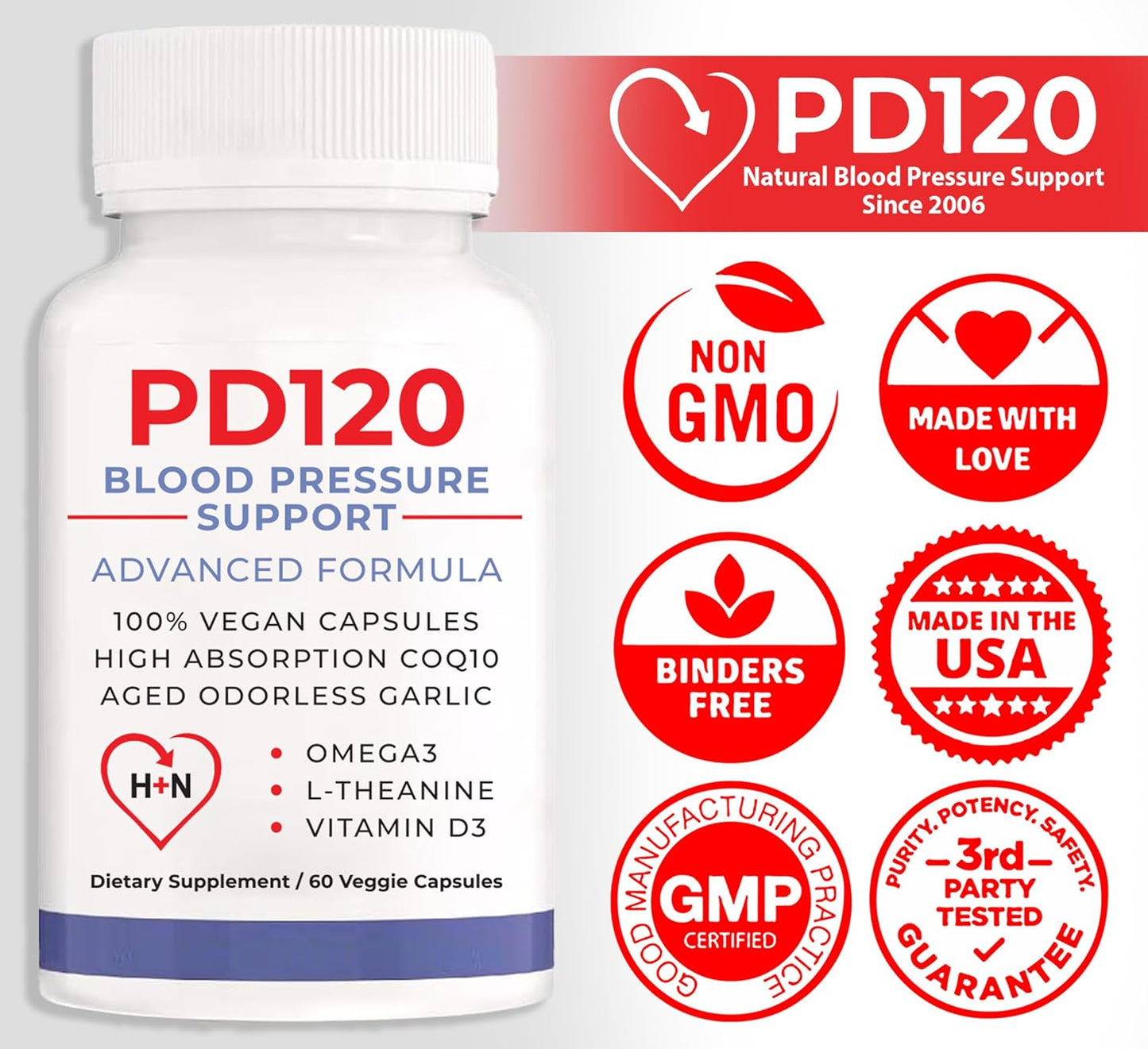 60 Capsules of Black Garlic Extract with COQ10 for Blood Pressure Support - PD120 Blood Pressure Supplements