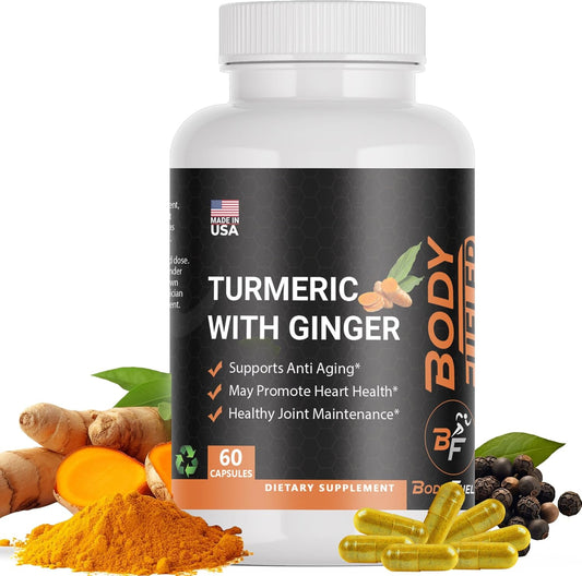 60 Capsules of BODY FUELER Turmeric, Black Pepper & Ginger - Herbal Supplements for Joint, Immune Support & Healthy Skin - USA Made