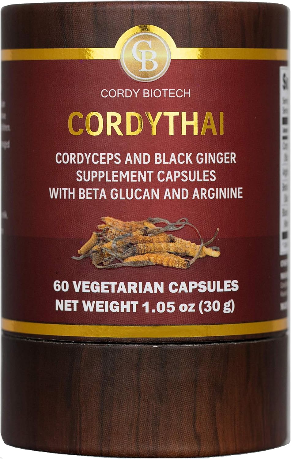 60 Capsules of CORDYTHAI Cordyceps Extract and Black Ginger Supplement - Boost Energy and Stamina