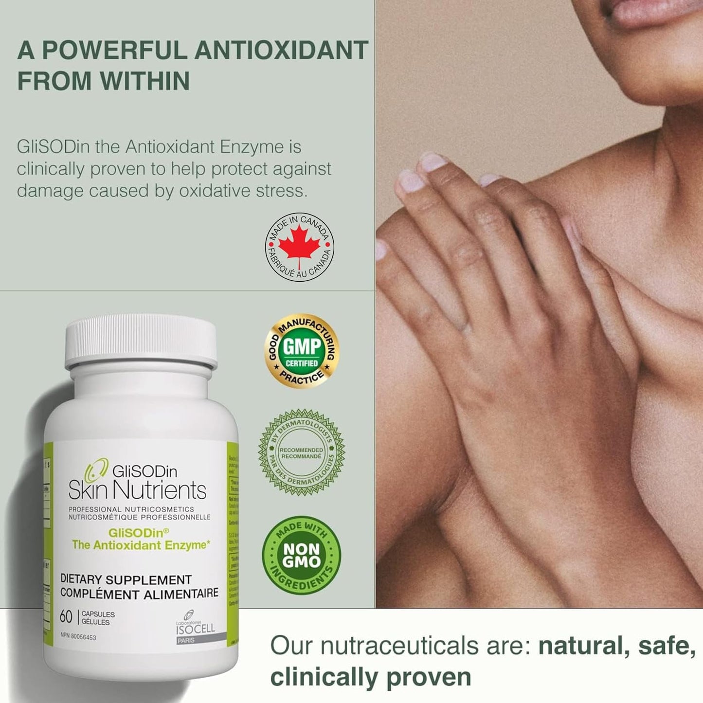 60 Capsules of GliSODin Skin Nutrients Antioxidant Enzyme for Reducing Oxidative Stress and Free Radical Damage - 1 Month Supply - BoostGo Australia