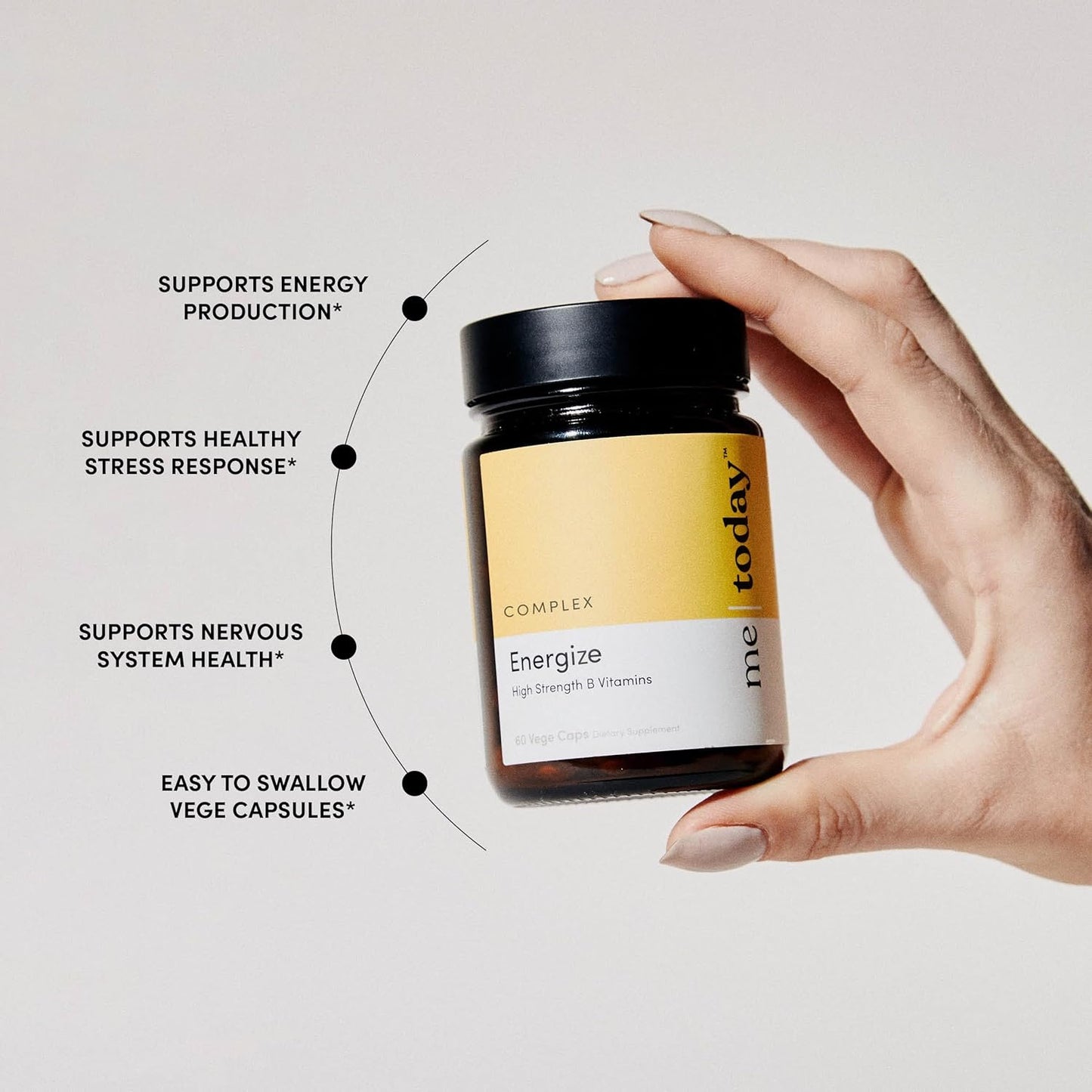 60 Capsules of High Strength B Vitamins, Vitamin C, Ashwagandha, and Zinc - Vegan Energy Supplement