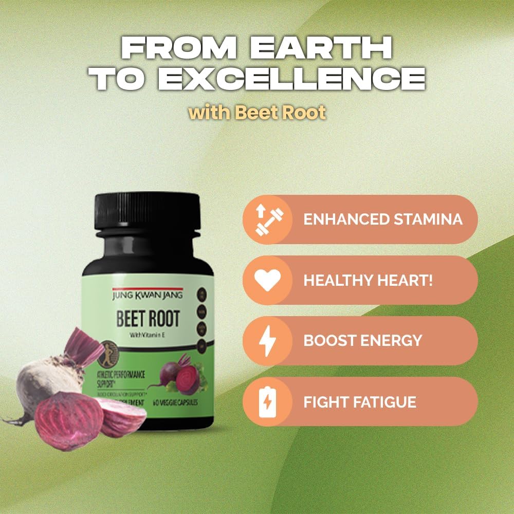 60 Capsules of JungKwanJang Beet Root with Vitamin E - Natural Energy and Antioxidant Support Supplement