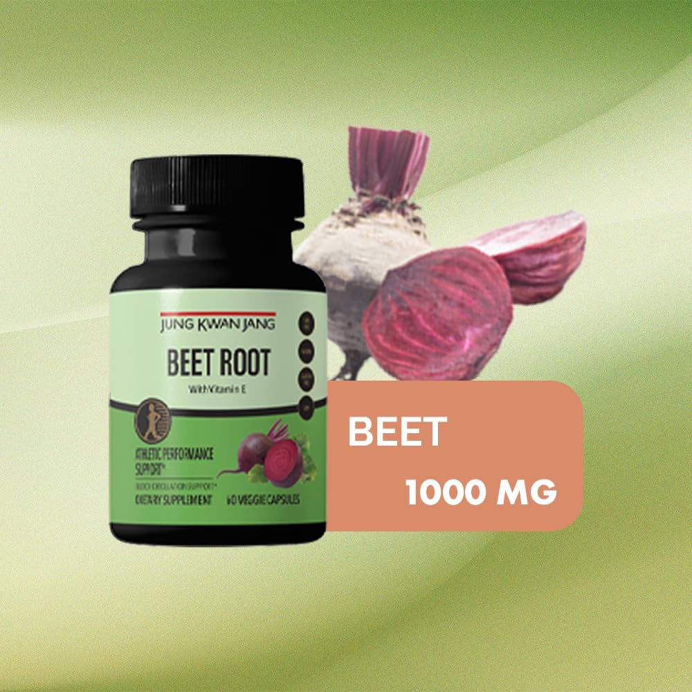60 Capsules of JungKwanJang Beet Root with Vitamin E - Natural Energy and Antioxidant Support Supplement