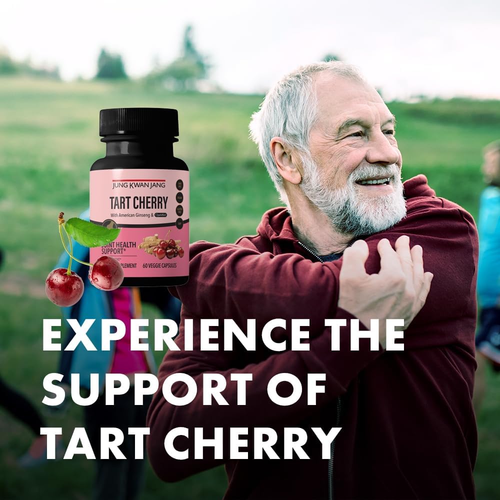 60 Capsules of JungKwanJang Tart Cherry with American Ginseng & OptMSM - Natural Energy & Joint Support