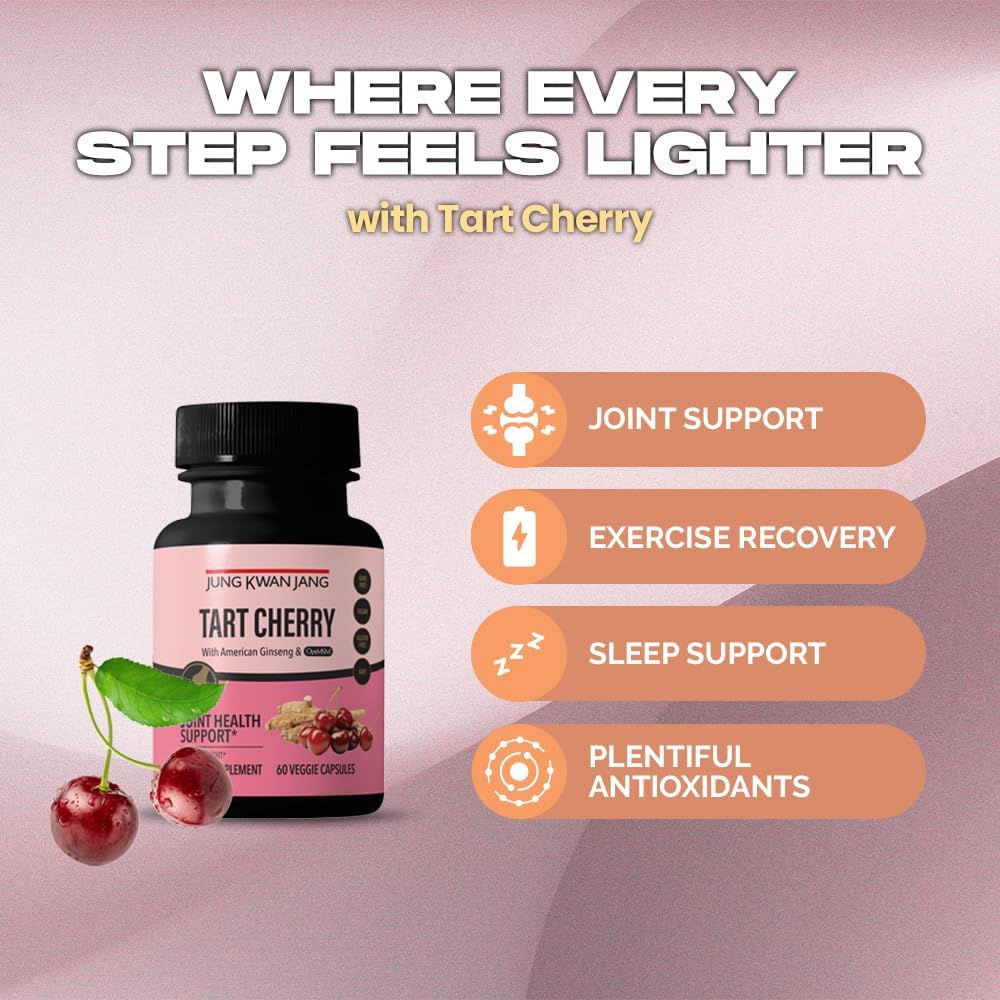 60 Capsules of JungKwanJang Tart Cherry with American Ginseng & OptMSM - Natural Energy & Joint Support