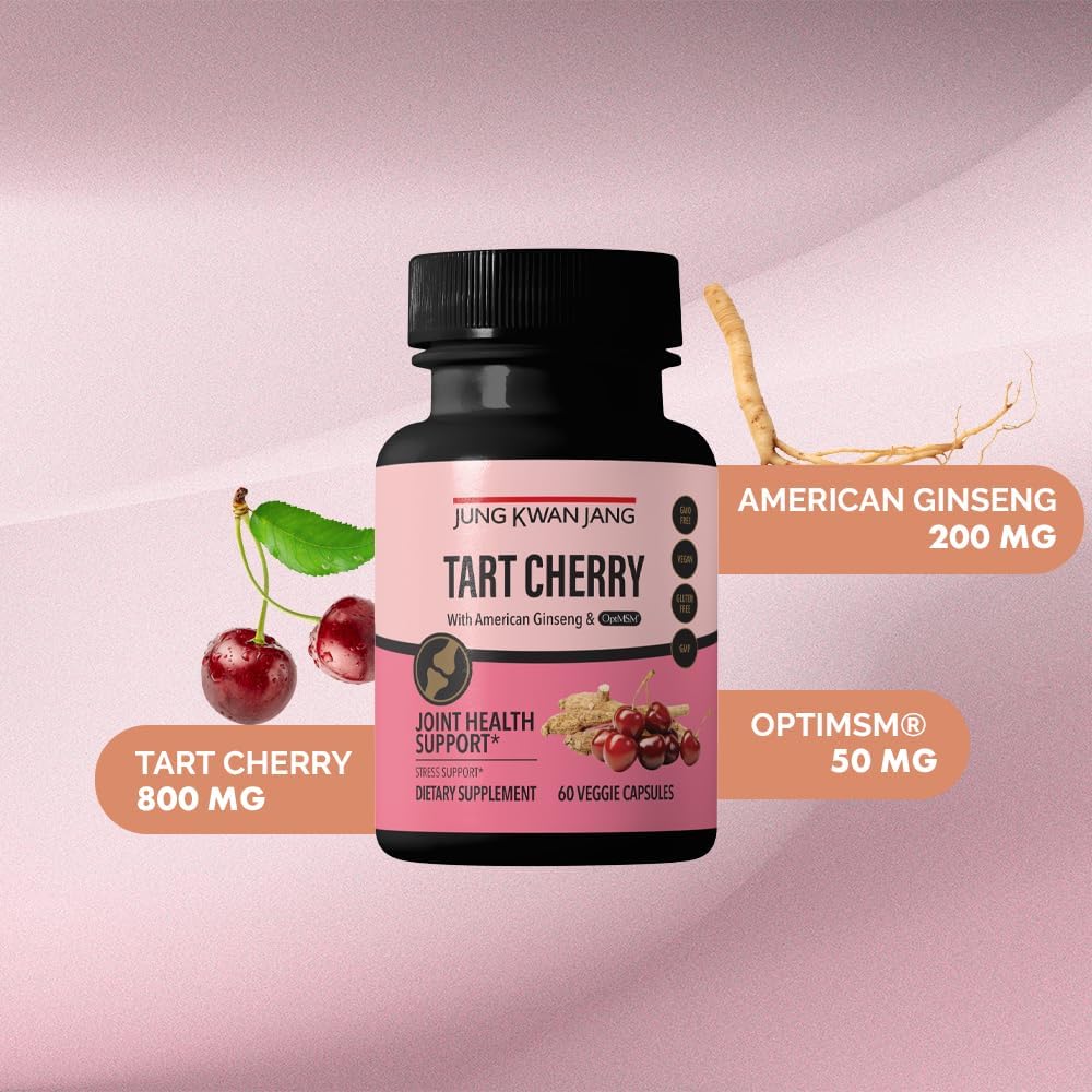 60 Capsules of JungKwanJang Tart Cherry with American Ginseng & OptMSM - Natural Energy & Joint Support