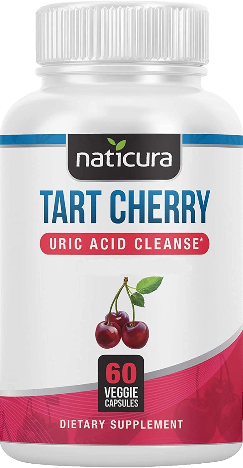 60 Capsules of Naticura Tart Cherry Uric Acid Cleanse with Turmeric, Cranberry, Pomegranate, Celery Seed Extract, and Bromelain for Joint and Muscle Support