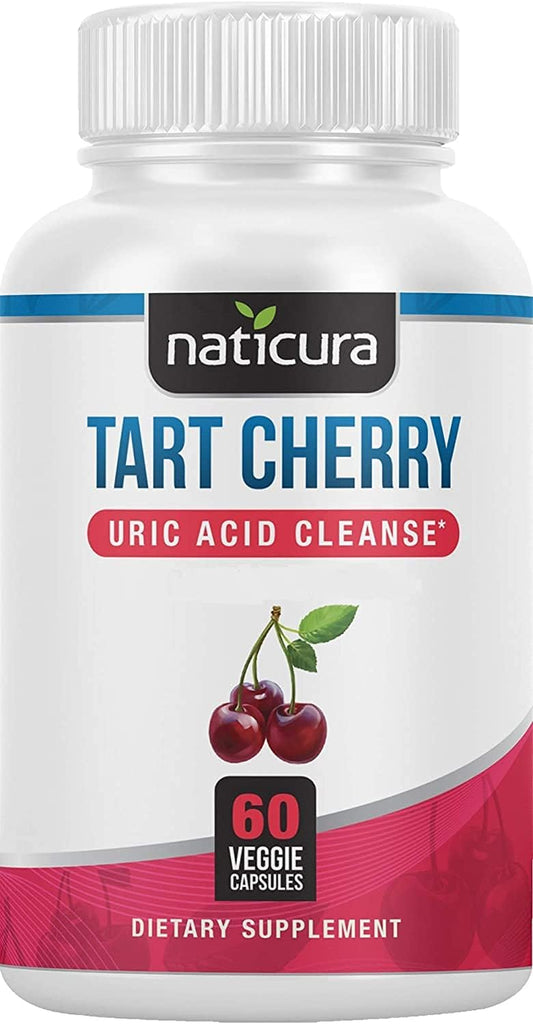 60 Capsules of Naticura Tart Cherry Uric Acid Cleanse with Turmeric, Cranberry, Pomegranate, Celery Seed Extract, and Bromelain for Joint and Muscle Support