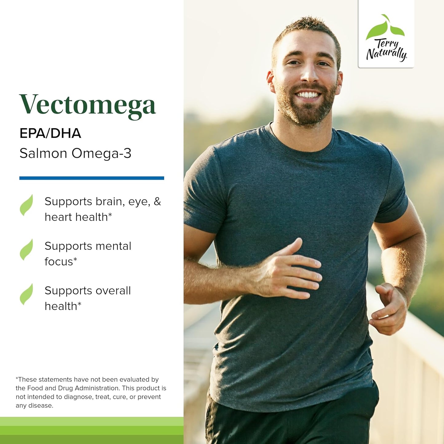 60 Capsules of Terry Naturally Vectomega - Omega-3 from Salmon with EPA & DHA - Non-GMO, Gluten Free - 60 Servings