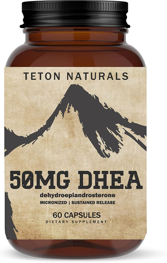 60 Capsules of Teton Naturals DHEA 50MG Dietary Supplements for Hormonal Balance and Wellness