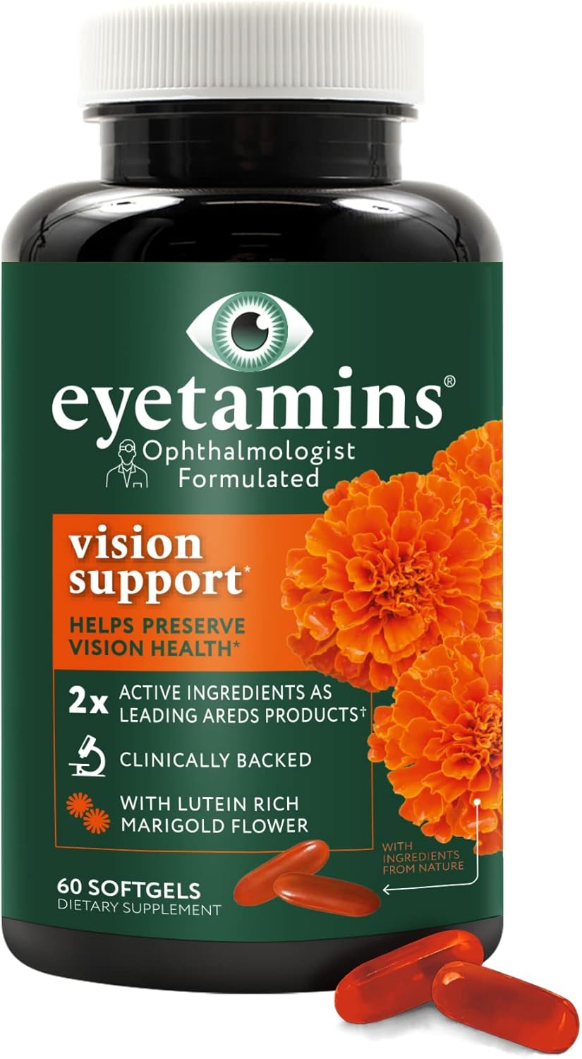 60 Capsules of Vegan Vision Support with Ophthalmologist-Formulated Lutein and Zeaxanthin for Eye Health