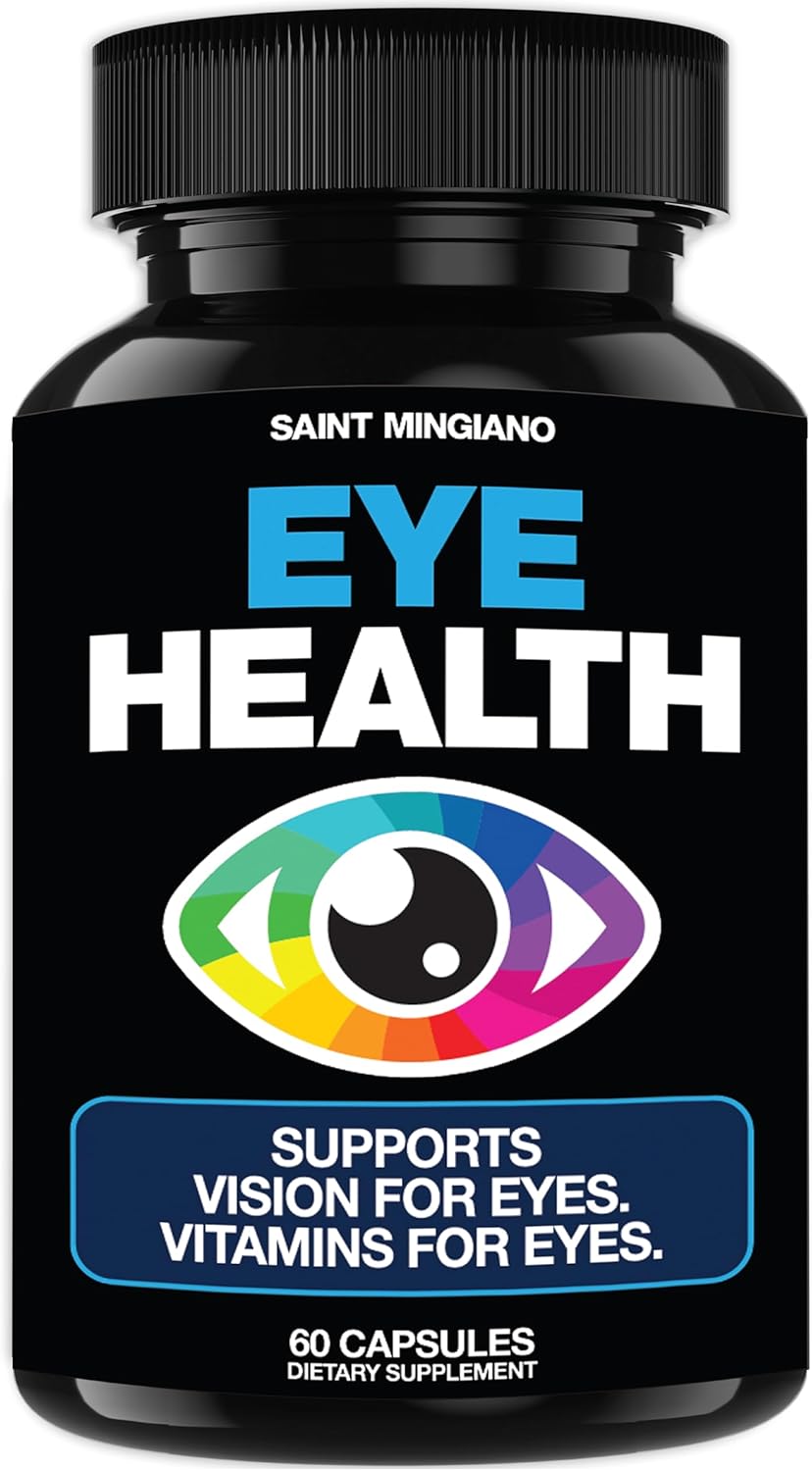 60 Capsules Saint Mingiano Eye Health & Vision Vitamin Supplement - Supports Eye Strain, Dry Eyes, & Vision Health - Promotes Ocular & Macular Health, Aids Blue Light Strain - 14 Active Ingredients