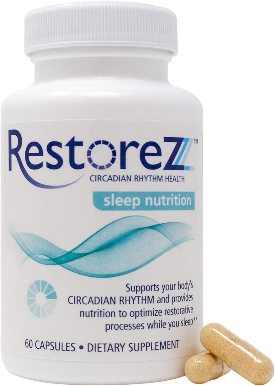 60 Capsules Savant Science RestoreZ Sleep Nutrition - Natural Sleep Aid Supplement for Restoring Restful Sleep and Circadian Balance - Non-Habit Forming Sleep Vitamins