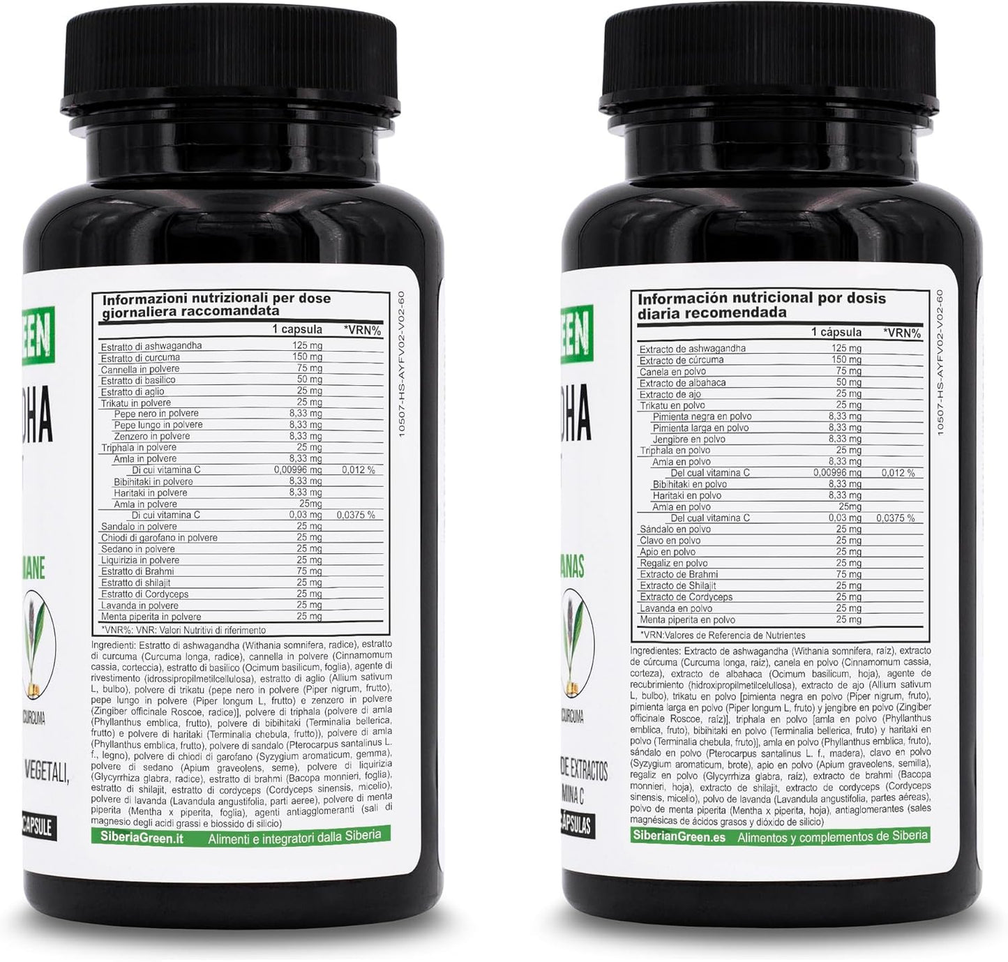 60 Capsules Siberian Green Ashwagandha, Altai Shilajit, and Turmeric Complex for Stress Relief, Energy, and Immune Support