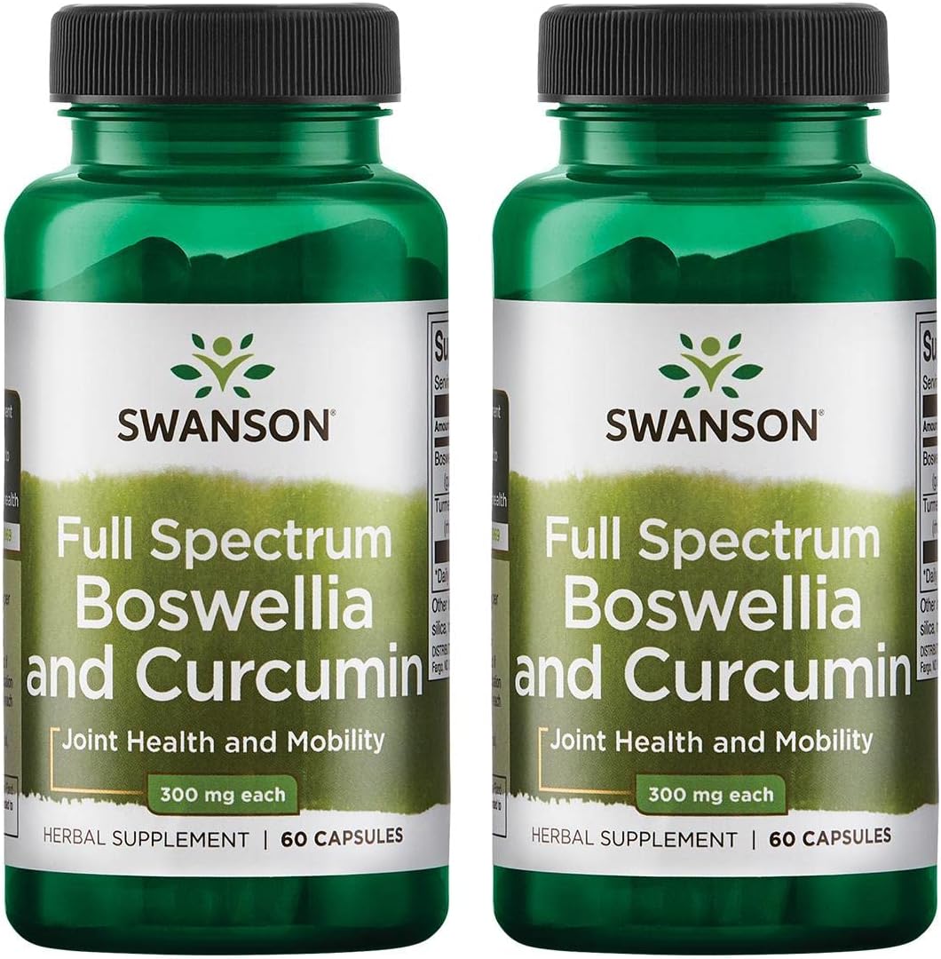 60 Capsules Swanson Full Spectrum Boswellia & Curcumin Natural Wellness Formula - 2 Pack