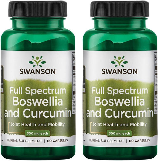 60 Capsules Swanson Full Spectrum Boswellia & Curcumin Natural Wellness Formula - 2 Pack