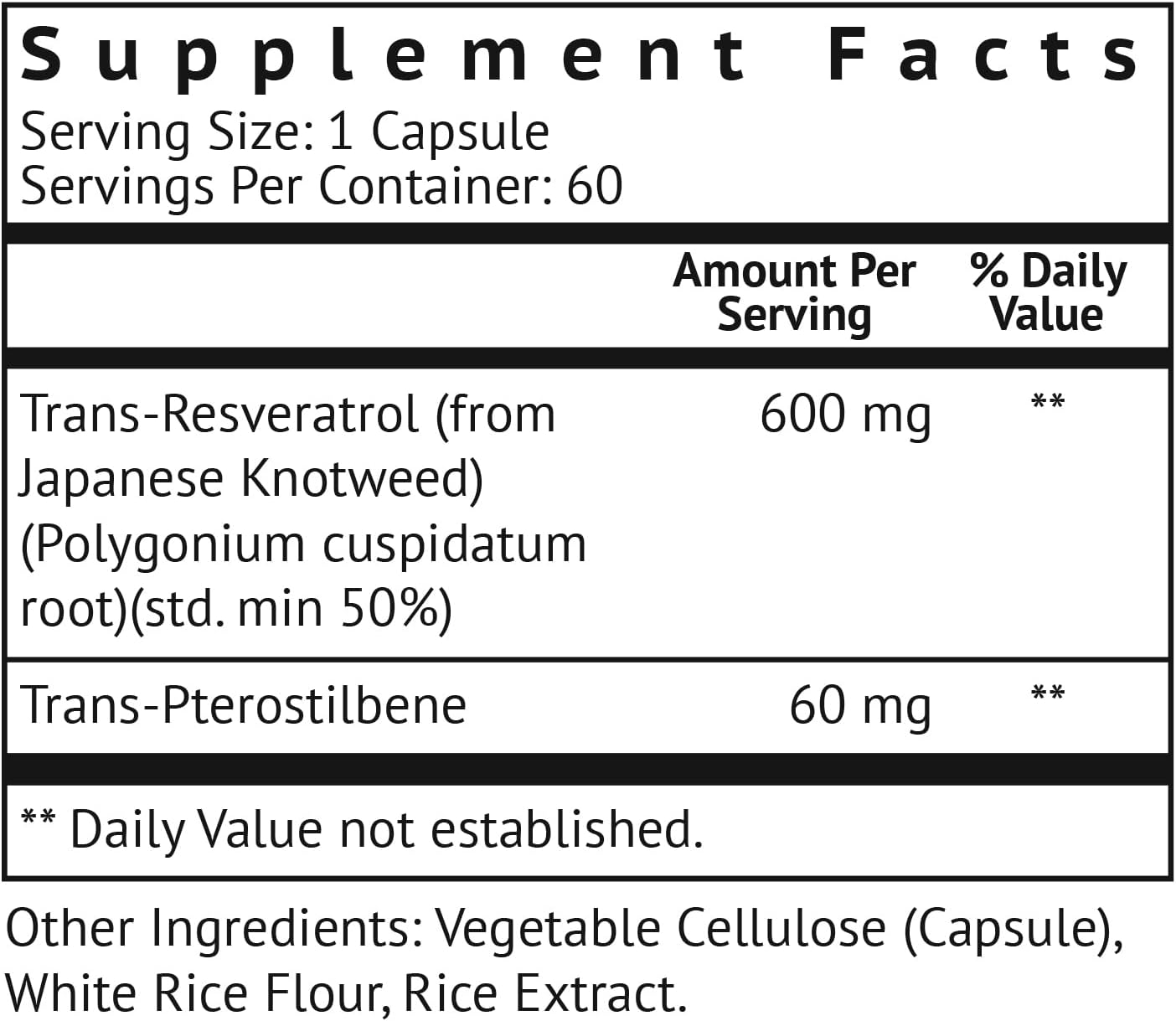 60 Capsules VitaMonk Resveratrol and Pterostilbene Supplement - 600mg/60mg Formula for Healthy Aging and Longevity - No Fillers - Trans Pterostilbene Resveratrol Support