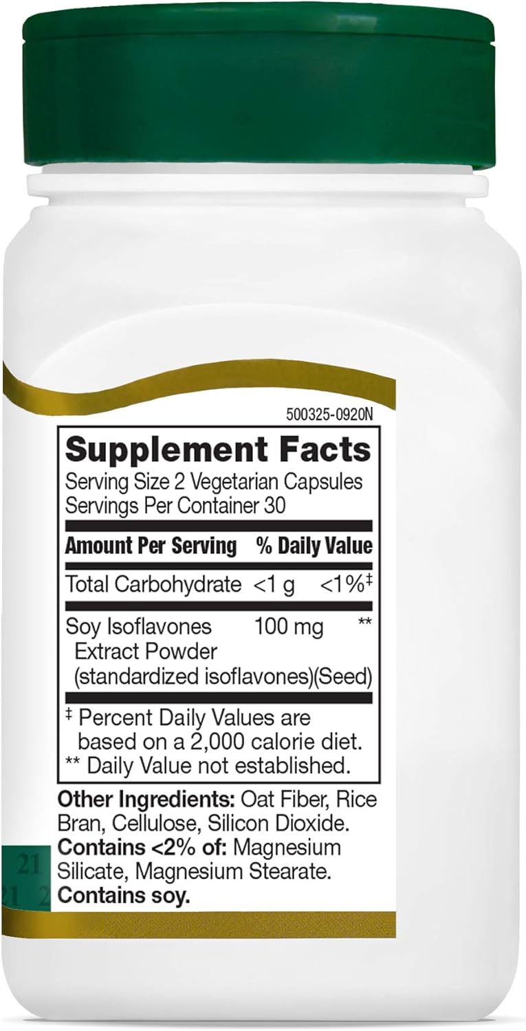 60 Count 21st Century Soy Isoflavones Vegetarian Capsules for Hormonal Balance and Menopause Relief