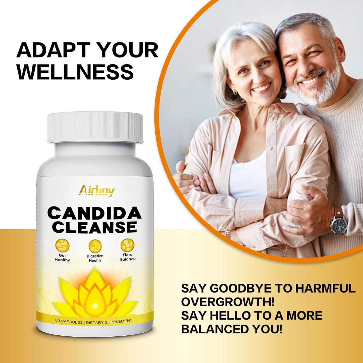 60 Count Airboy Candi Cleanse for Women & Men - Gut Colon Cleanse Detox with Oregano Leaf, Caprylic Acid, Wormwood, Black Walnut Support