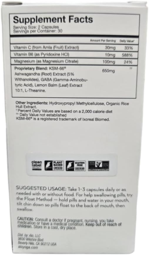 60-Count Alo Yoga Relaxation Supplement Capsules for Calmness and Mental Clarity