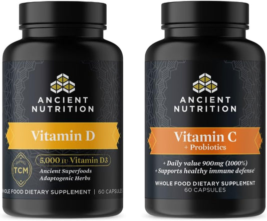 60 Count Ancient Nutrition Vitamin D and Vitamin C Capsules for Immune Support