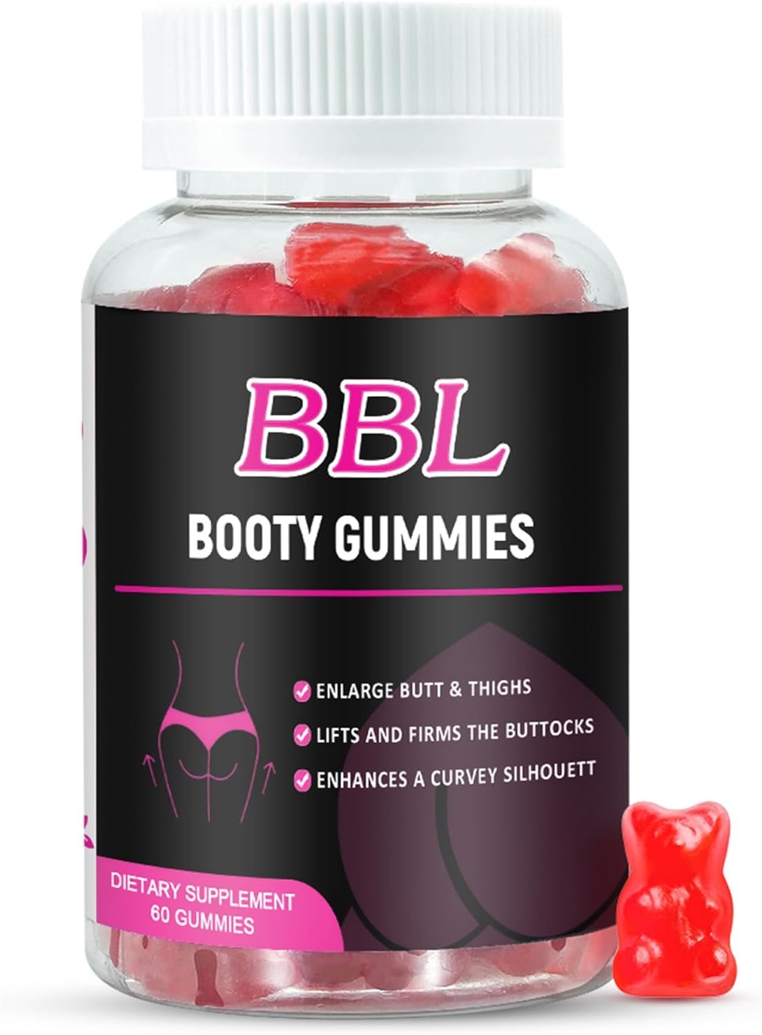 60 Count Aromlife BBL Gummies for Women - Bear Shape Vitamin Gummies for Curvy Body Enhancement, Vegan Butt Growth Supplement - BoostGo Australia