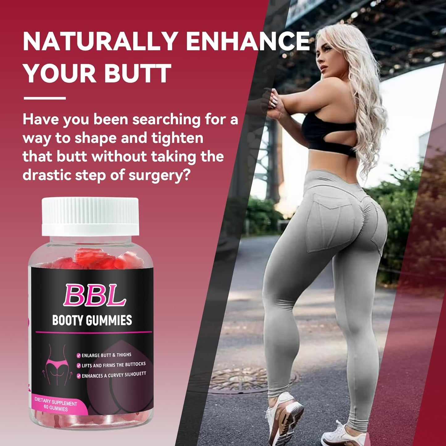 60 Count Aromlife BBL Gummies for Women - Bear Shape Vitamin Gummies for Curvy Body Enhancement, Vegan Butt Growth Supplement - BoostGo Australia