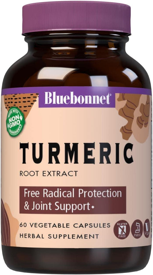 60 Count BlueBonnet Turmeric Root Extract Capsules - Natural Anti-Inflammatory Supplement