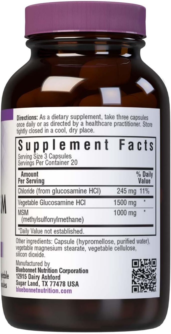 60 Count BlueBonnet Vegetarian Glucosamine Plus MSM Supplement for Joint Support