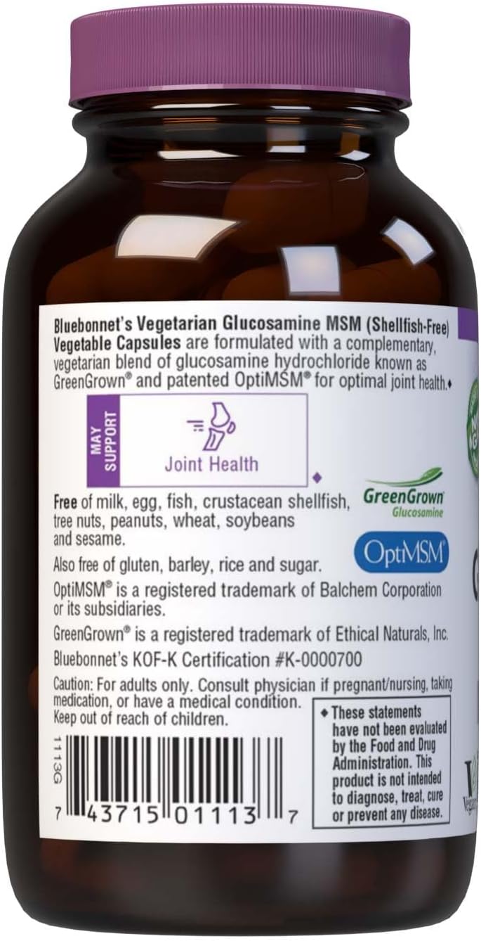 60 Count BlueBonnet Vegetarian Glucosamine Plus MSM Supplement for Joint Support