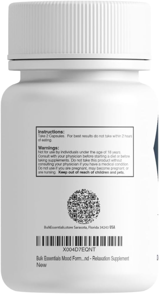 60 Count Bulk Essentials Mood Formula Capsules with Ashwagandha & L-Theanine for Calm & Relaxation - 30 Servings