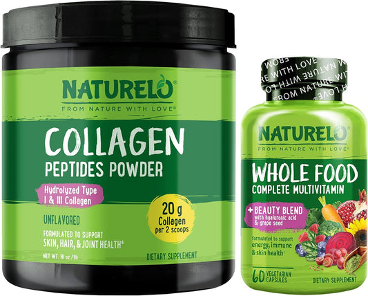 60 Count Collagen Peptide Powder with Whole Food Beauty Multivitamin - 45 Servings