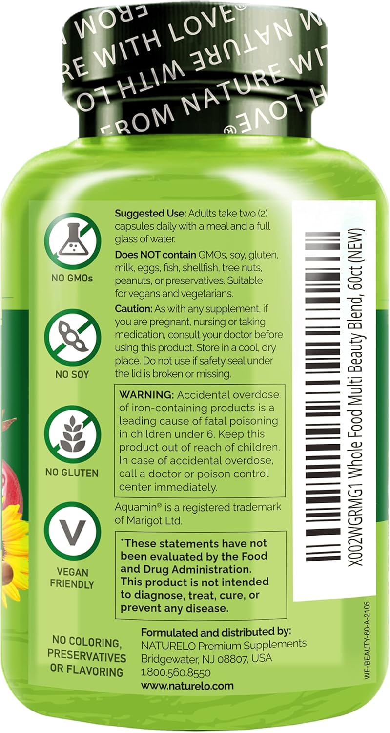 60 Count Collagen Peptide Powder with Whole Food Beauty Multivitamin - 45 Servings