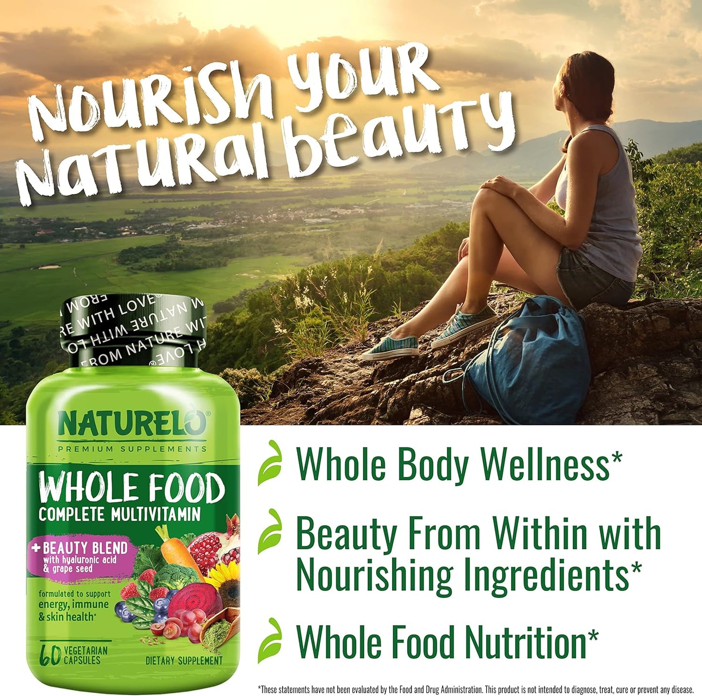 60 Count Collagen Peptide Powder with Whole Food Beauty Multivitamin - 45 Servings