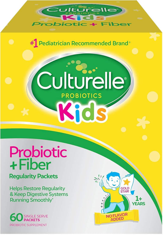 60 Count Culturelle Kids Probiotic + Fiber Packets for Ages 1+, Supports Digestive Health & Immune System, Promotes Regularity