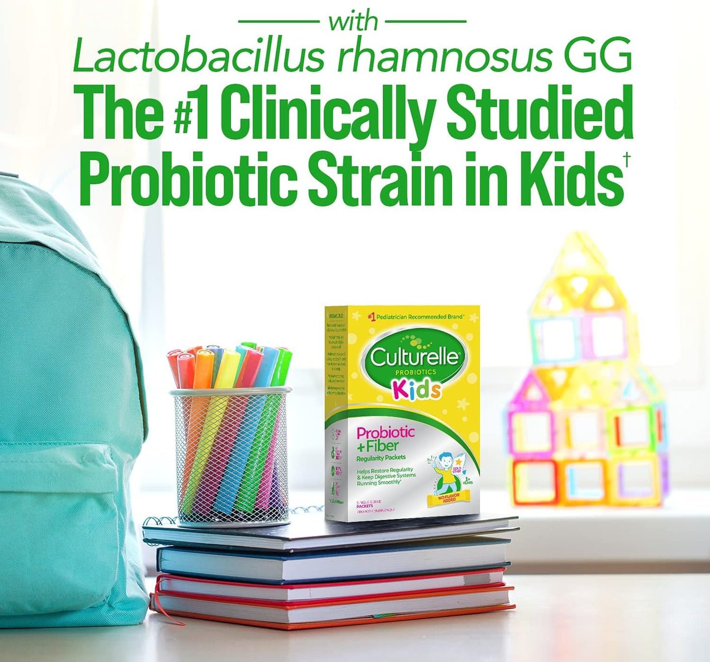 60 Count Culturelle Kids Probiotic + Fiber Packets for Ages 1+, Supports Digestive Health & Immune System, Promotes Regularity