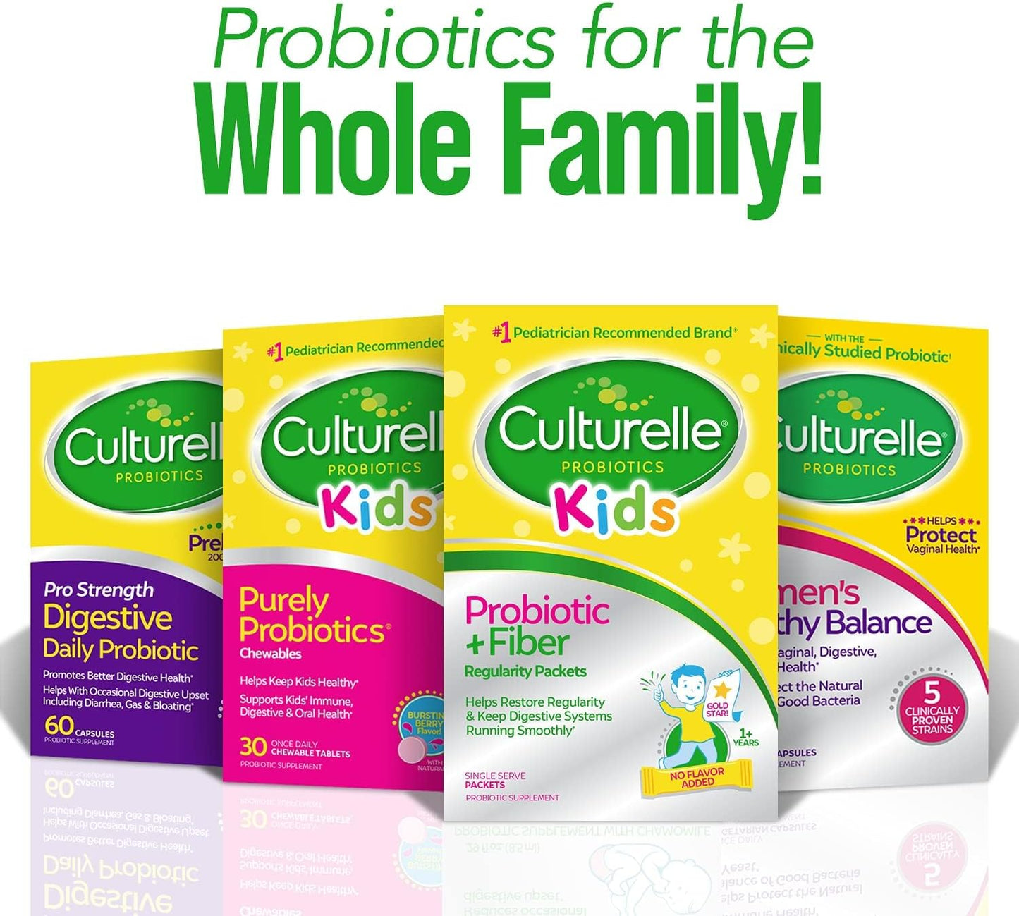 60 Count Culturelle Kids Probiotic + Fiber Packets for Ages 1+, Supports Digestive Health & Immune System, Promotes Regularity