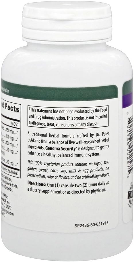 60 Count D'Adamo Personalized Nutrition Genoma Security Dietary Supplements