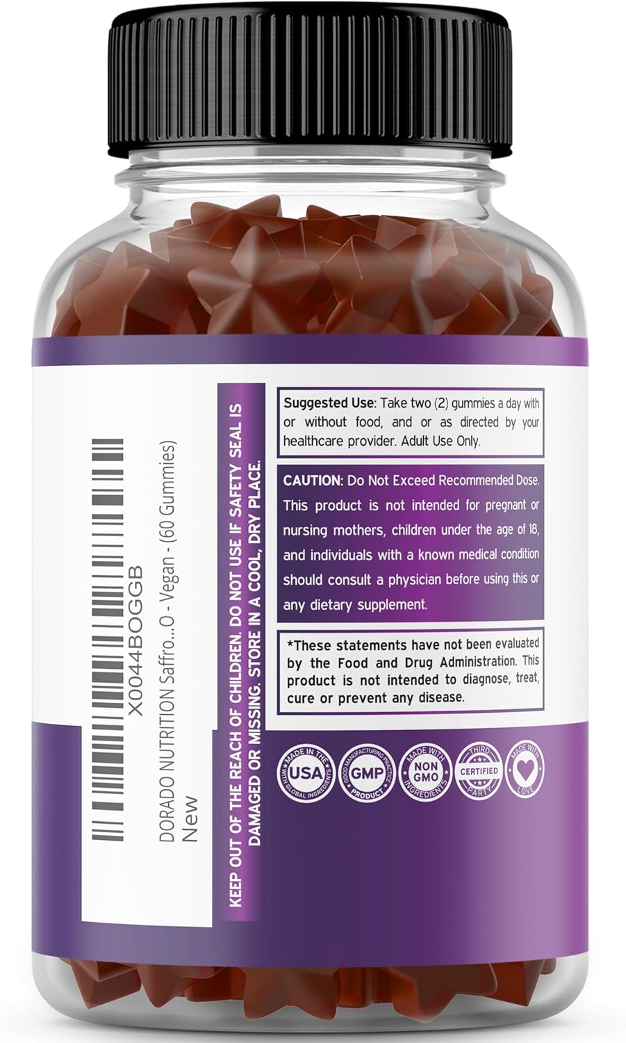 60-Count Dorado Nutrition Sugar-Free Saffron Gummies & Magnesium Glycinate Gummies - Advanced Formula with 5-in-1 Benefits and 600mg Supplement Strength