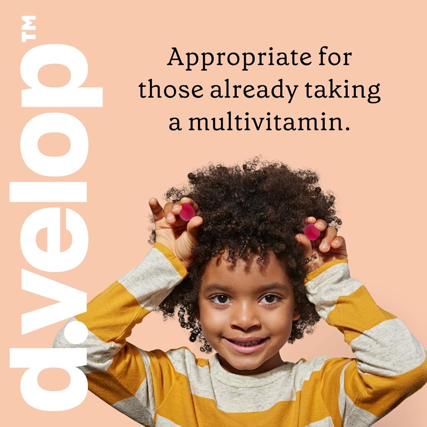 60 Count d.velop Vitamin D Kids Gummies with 600 IU for Immune Support - Fast & Effective, No Artificial Flavors - Dairy-Free Wild Berry Flavor - Ages 4+