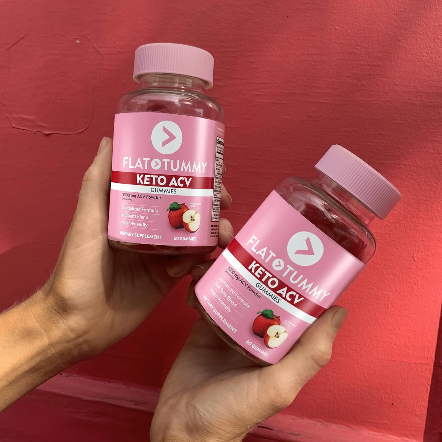 60 Count Flat Tummy Keto ACV Gummies – Vegan-Friendly Post GLP-1 Supplement with Apple Cider Vinegar, BHB Salts, Beet, Pomegranate Superfood Powders (5 Pack)