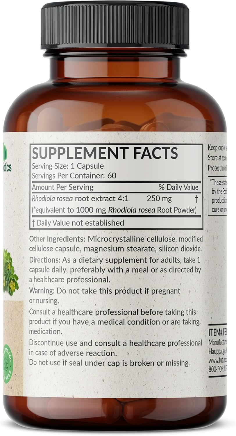 60 Count Futurebiotics Rhodiola Rosea Powder Capsules for Vegetarians - BoostGo Australia